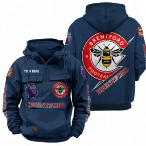 Brentford FC Fans Gift Tactical Quarter Zip Hoodie, All Over Print Tactical Quarter Zip Hoodie For Sport Fan, Custom Name EPL113073025458-Dark Blue