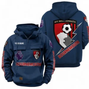 A.F.C. Bournemouth Fans Gift Tactical Quarter Zip Hoodie, All Over Print Tactical Quarter Zip Hoodie For Sport Fan, Custom Name EPL113073025460-Dark Blue