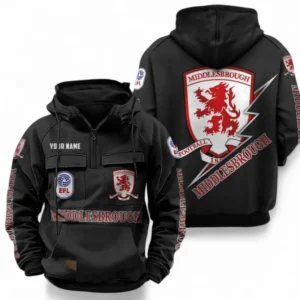 Middlesbrough Fans Gift Tactical Quarter Zip Hoodie, All Over Print Tactical Quarter Zip Hoodie For Sport Fan, Custom Name EPL113073025465-Black