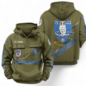 Sheffield Wednesday Fans Gift Tactical Quarter Zip Hoodie, All Over Print Tactical Quarter Zip Hoodie For Sport Fan, Custom Name EPL113073025467-Army Green
