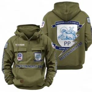 Preston North End Fans Gift Tactical Quarter Zip Hoodie, All Over Print Tactical Quarter Zip Hoodie For Sport Fan, Custom Name EPL113073025468-Army Green