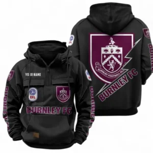 Burnley F.C Fans Gift Tactical Quarter Zip Hoodie, All Over Print Tactical Quarter Zip Hoodie For Sport Fan, Custom Name EPL113073025469-Black