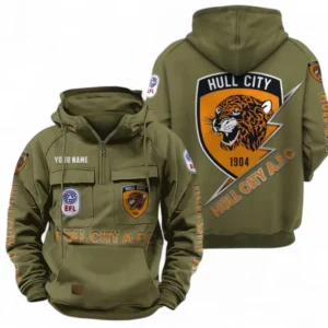 Hull City Fans Gift Tactical Quarter Zip Hoodie, All Over Print Tactical Quarter Zip Hoodie For Sport Fan, Custom Name EPL113073025470-Army Green