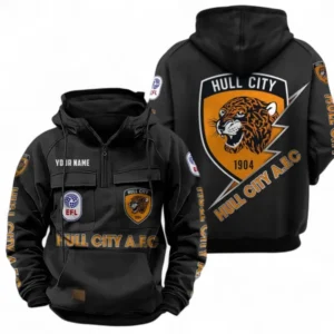 Hull City Fans Gift Tactical Quarter Zip Hoodie, All Over Print Tactical Quarter Zip Hoodie For Sport Fan, Custom Name EPL113073025470-Black