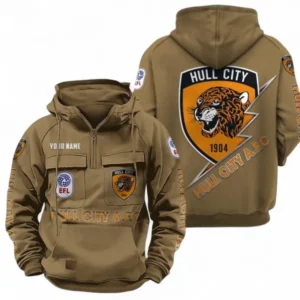 Hull City Fans Gift Tactical Quarter Zip Hoodie, All Over Print Tactical Quarter Zip Hoodie For Sport Fan, Custom Name EPL113073025470-Khaki