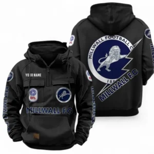 Millwall Fans Gift Tactical Quarter Zip Hoodie, All Over Print Tactical Quarter Zip Hoodie For Sport Fan, Custom Name EPL113073025471-Black