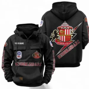 Sunderland Fans Gift Tactical Quarter Zip Hoodie, All Over Print Tactical Quarter Zip Hoodie For Sport Fan, Custom Name EPL113073025473-Black