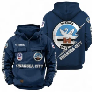 Swansea City Fans Gift Tactical Quarter Zip Hoodie, All Over Print Tactical Quarter Zip Hoodie For Sport Fan, Custom Name EPL113073025474-Dark Blue