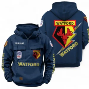 Watford Fans Gift Tactical Quarter Zip Hoodie, All Over Print Tactical Quarter Zip Hoodie For Sport Fan, Custom Name EPL113073025477-Dark Blue