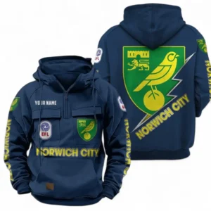 Norwich City Fans Gift Tactical Quarter Zip Hoodie, All Over Print Tactical Quarter Zip Hoodie For Sport Fan, Custom Name EPL113073025480-Dark Blue