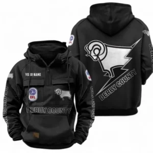 Derby County Fans Gift Tactical Quarter Zip Hoodie, All Over Print Tactical Quarter Zip Hoodie For Sport Fan, Custom Name EPL113073025483-Black