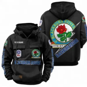 Blackburn Rovers Fans Gift Tactical Quarter Zip Hoodie, All Over Print Tactical Quarter Zip Hoodie For Sport Fan, Custom Name EPL113073025484-Black