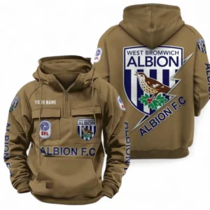 West Bromwich Albion Fans Gift Tactical Quarter Zip Hoodie, All Over Print Tactical Quarter Zip Hoodie For Sport Fan, Custom Name EPL113073025485-Khaki