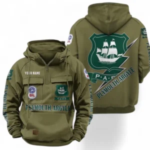Plymouth Argyle Fans Gift Tactical Quarter Zip Hoodie, All Over Print Tactical Quarter Zip Hoodie For Sport Fan, Custom Name EPL113073025487-Army Green