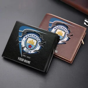 Manchester City Fans Gift Horizontal Leather Wallet, All Over Print Horizontal Leather Wallet For Sport Fan, Custom Name EPL114073125334-Black