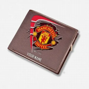 Manchester Utd Fans Gift Horizontal Leather Wallet, All Over Print Horizontal Leather Wallet For Sport Fan, Custom Name EPL114073125335-Brown