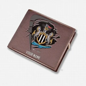 Newcastle United Fans Gift Horizontal Leather Wallet, All Over Print Horizontal Leather Wallet For Sport Fan, Custom Name EPL114073125336-Brown