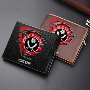 Sheffield United Fans Gift Horizontal Leather Wallet, All Over Print Horizontal Leather Wallet For Sport Fan, Custom Name EPL114073125338-Black