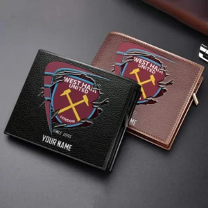 West Ham United Fans Gift Horizontal Leather Wallet, All Over Print Horizontal Leather Wallet For Sport Fan, Custom Name EPL114073125340-Black