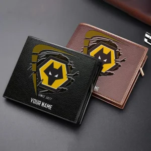Wolverhampton Fans Gift Horizontal Leather Wallet, All Over Print Horizontal Leather Wallet For Sport Fan, Custom Name EPL114073125341-Black
