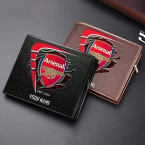 Arsenal Fans Gift Horizontal Leather Wallet, All Over Print Horizontal Leather Wallet For Sport Fan, Custom Name EPL114073125343-Black