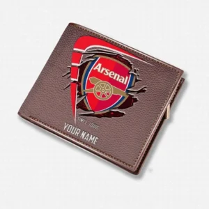 Arsenal Fans Gift Horizontal Leather Wallet, All Over Print Horizontal Leather Wallet For Sport Fan, Custom Name EPL114073125343-Brown