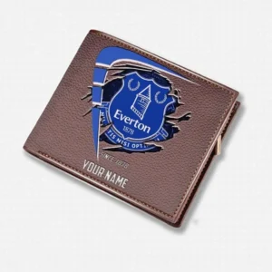 Everton Fans Gift Horizontal Leather Wallet, All Over Print Horizontal Leather Wallet For Sport Fan, Custom Name EPL114073125350-Brown