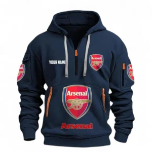 Arsenal Fans Gift Hoodie Half Zipper, All Over Print Hoodie Half Zipper For Sport Fan, Custom Name EPL116073125001-Navy
