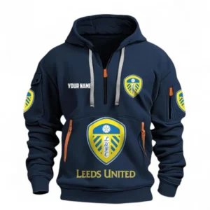 Leeds United Fans Gift Hoodie Half Zipper, All Over Print Hoodie Half Zipper For Sport Fan, Custom Name EPL116073125002-Navy