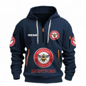 Brentford Fans Gift Hoodie Half Zipper, All Over Print Hoodie Half Zipper For Sport Fan, Custom Name EPL116073125007-Navy