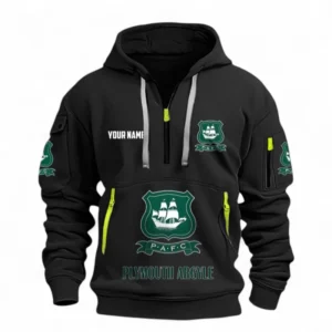 Plymouth Argyle Fans Gift Hoodie Half Zipper, All Over Print Hoodie Half Zipper For Sport Fan, Custom Name EPL116073125013-Black