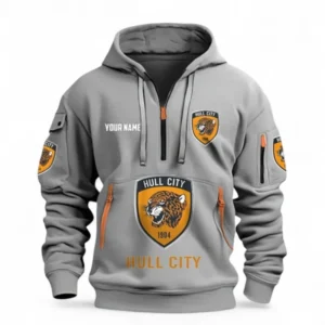 Hull City Fans Gift Hoodie Half Zipper, All Over Print Hoodie Half Zipper For Sport Fan, Custom Name EPL116073125015-Grey