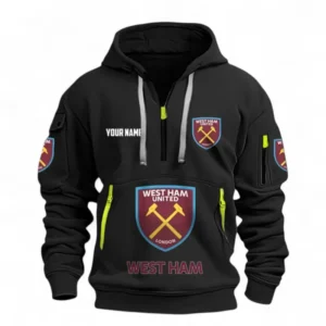 West Ham United Fans Gift Hoodie Half Zipper, All Over Print Hoodie Half Zipper For Sport Fan, Custom Name EPL116073125031-Black