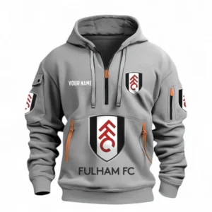 Fulham Fans Gift Hoodie Half Zipper, All Over Print Hoodie Half Zipper For Sport Fan, Custom Name EPL116073125034-Grey