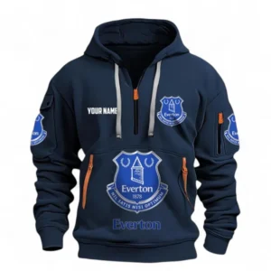 Everton Fans Gift Hoodie Half Zipper, All Over Print Hoodie Half Zipper For Sport Fan, Custom Name EPL116073125035-Navy