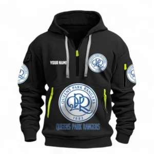 Queens Park Rangers Fans Gift Hoodie Half Zipper, All Over Print Hoodie Half Zipper For Sport Fan, Custom Name EPL116073125036-Black