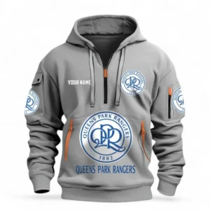 Queens Park Rangers Fans Gift Hoodie Half Zipper, All Over Print Hoodie Half Zipper For Sport Fan, Custom Name EPL116073125036-Grey