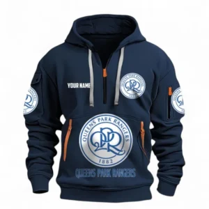 Queens Park Rangers Fans Gift Hoodie Half Zipper, All Over Print Hoodie Half Zipper For Sport Fan, Custom Name EPL116073125036-Navy