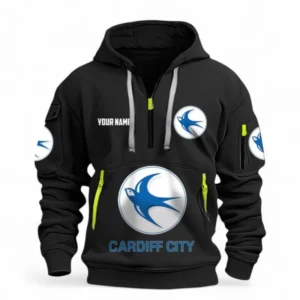 Cardiff City Fans Gift Hoodie Half Zipper, All Over Print Hoodie Half Zipper For Sport Fan, Custom Name EPL116073125038-Black