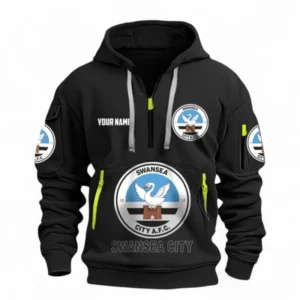 Swansea City Fans Gift Hoodie Half Zipper, All Over Print Hoodie Half Zipper For Sport Fan, Custom Name EPL116073125042-Black