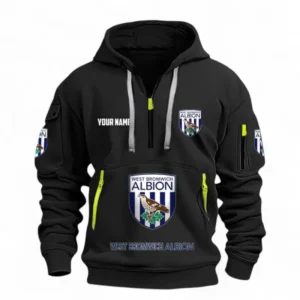 West Bromwich Albion Fans Gift Hoodie Half Zipper, All Over Print Hoodie Half Zipper For Sport Fan, Custom Name EPL116073125043-Black