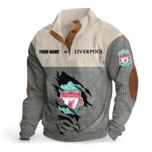 Liverpool Fans Gift Men's Stand Up Collar Base Shirt, All Over Print Men's Stand Up Collar Base Shirt For Sport Fan, Custom Name EPL117073125222-Gray