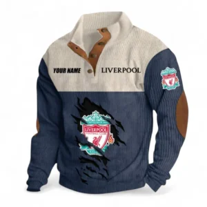 Liverpool Fans Gift Men's Stand Up Collar Base Shirt, All Over Print Men's Stand Up Collar Base Shirt For Sport Fan, Custom Name EPL117073125222-Navy Blue
