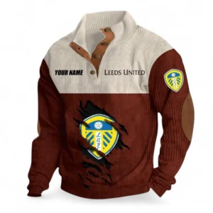 Leeds United Fans Gift Men's Stand Up Collar Base Shirt, All Over Print Men's Stand Up Collar Base Shirt For Sport Fan, Custom Name EPL117073125223-Dark Red