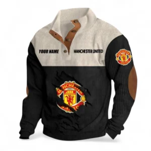 Manchester Utd Fans Gift Men's Stand Up Collar Base Shirt, All Over Print Men's Stand Up Collar Base Shirt For Sport Fan, Custom Name EPL117073125224-Black