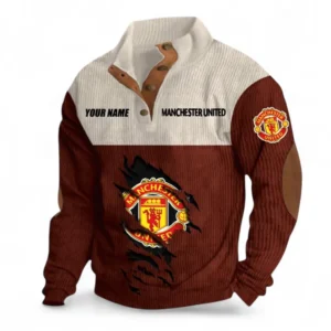 Manchester Utd Fans Gift Men's Stand Up Collar Base Shirt, All Over Print Men's Stand Up Collar Base Shirt For Sport Fan, Custom Name EPL117073125224-Dark Red