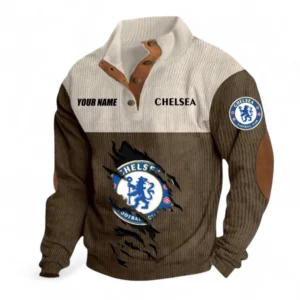 Chelsea Fans Gift Men's Stand Up Collar Base Shirt, All Over Print Men's Stand Up Collar Base Shirt For Sport Fan, Custom Name EPL117073125225-Brown