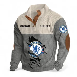 Chelsea Fans Gift Men's Stand Up Collar Base Shirt, All Over Print Men's Stand Up Collar Base Shirt For Sport Fan, Custom Name EPL117073125225-Gray