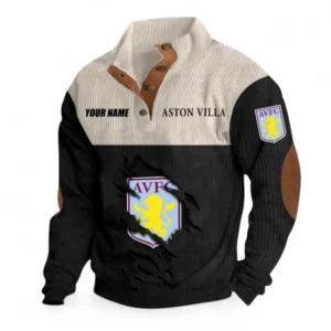 Aston Villa Fans Gift Men's Stand Up Collar Base Shirt, All Over Print Men's Stand Up Collar Base Shirt For Sport Fan, Custom Name EPL117073125229-Black