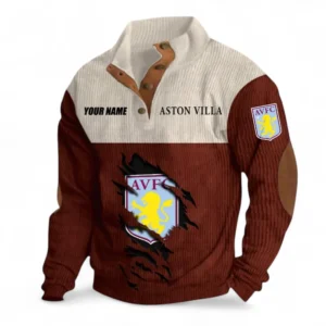 Aston Villa Fans Gift Men's Stand Up Collar Base Shirt, All Over Print Men's Stand Up Collar Base Shirt For Sport Fan, Custom Name EPL117073125229-Dark Red